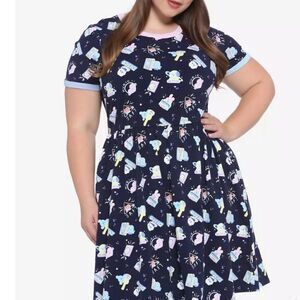 BT21 Pastel Music Print Ringer Twofer Dress Size XL Sample piece Nwot